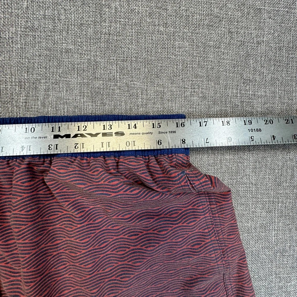 Fair Harbor Swim Trunks Men XL Red Blue Wave Print The Anchor Board Lined Shorts